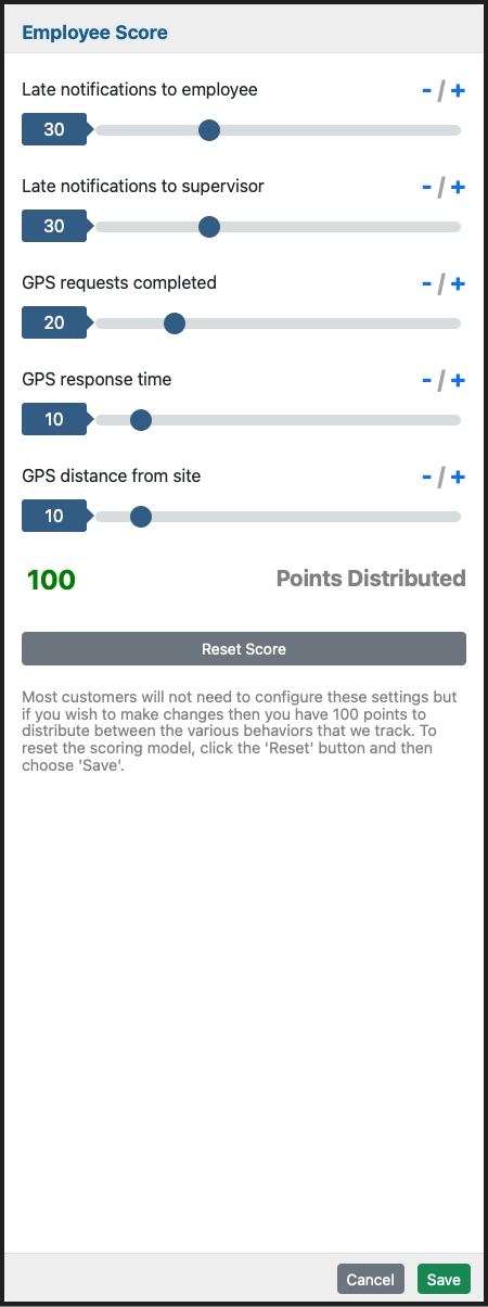 Employee Scoring dialog example
