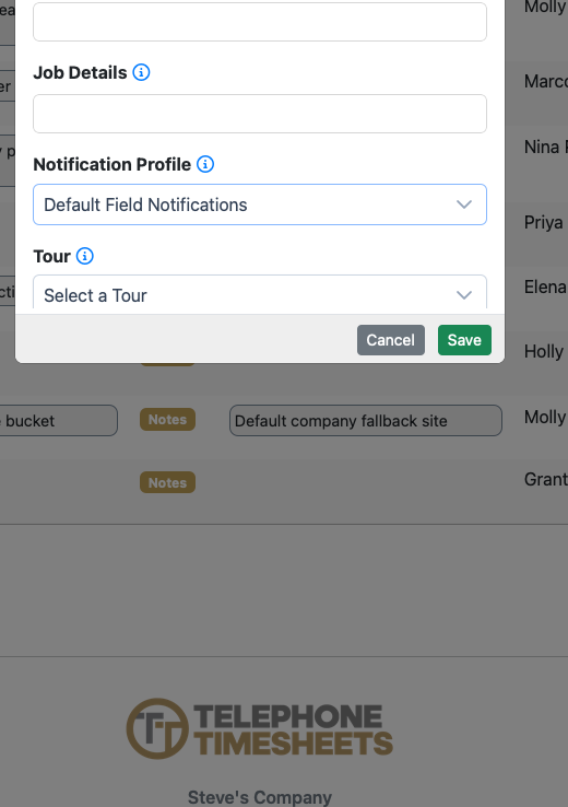 Edit Job break options showing unpaid break length and minimum time before break deduction.